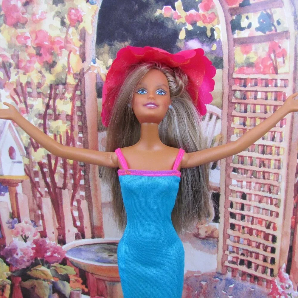 BARBIE + JET SKI + SHARK, 1978 TAN BARBIE w BEAUTIFUL STREAKED HAIR; POOL FUN!